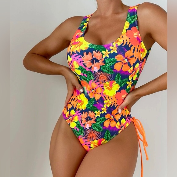 Tropical Escape Lace-Up Swimsuit